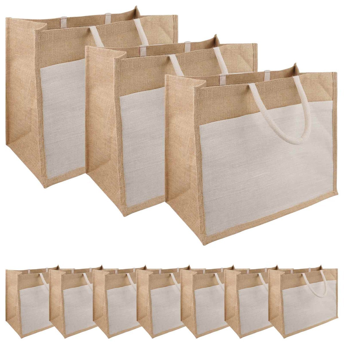 vidaXL Torebki Jutowe z Kieszonką 10 pcs 42 x 33 x 19 cm
