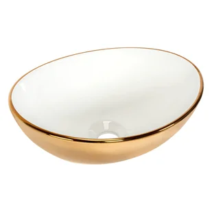 Basaro Umywalka ceramiczna nablatowa Sara biało-złota 40.5 x 33 - Umywalki - miniaturka - grafika 1