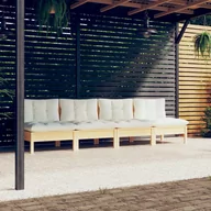 Sofy ogrodowe - shumee 4 osobowa sofa ogrodowa z kremowymi poduszkami drewno sosnowe - miniaturka - grafika 1