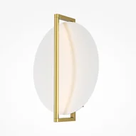 Lampy ścienne - Złoty kinkiet LED Mira o płaskiej konstrukcji, emitujący odbite światło do salonu - miniaturka - grafika 1