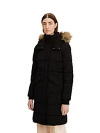 Płaszcze damskie - TOM TAILOR Damski Płaszcz zimowy z kapturem 1032489, 14482 - Deep Black, XL - miniaturka - grafika 1