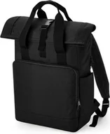 Torby na laptopy - BagBase BG118L Recycled Twin Handle Roll-Top Laptop Backpack - Kolor: Czarny - Rozmiar: 30 x 44 x 14 cm - miniaturka - grafika 1