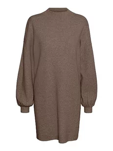 VERO MODA Damska minisukienka dzianinowa, Brown Lentil, XL - Sukienki - miniaturka - grafika 1