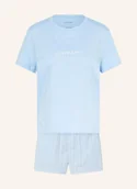 Piżamy damskie - Calvin Klein Piżama Z Szortami Cotton Poplin blau - miniaturka - grafika 1