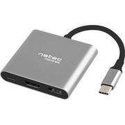 Huby USB - Natec Hub - Multiport Fowler Mini - USB-C PD HDMI - szary IMP-16475 - miniaturka - grafika 1