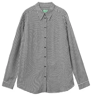 United Colors of Benetton Koszula męska, Pied De Poule 63u Czarny I Biały, XL - Koszule męskie - miniaturka - grafika 1