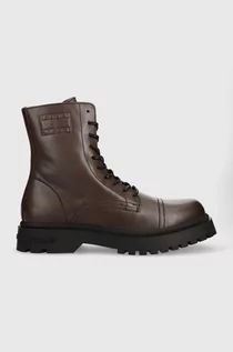 Botki męskie - Tommy Jeans buty skórzane TJM CASUAL BOOT męskie kolor brązowy EM0EM01244 - grafika 1