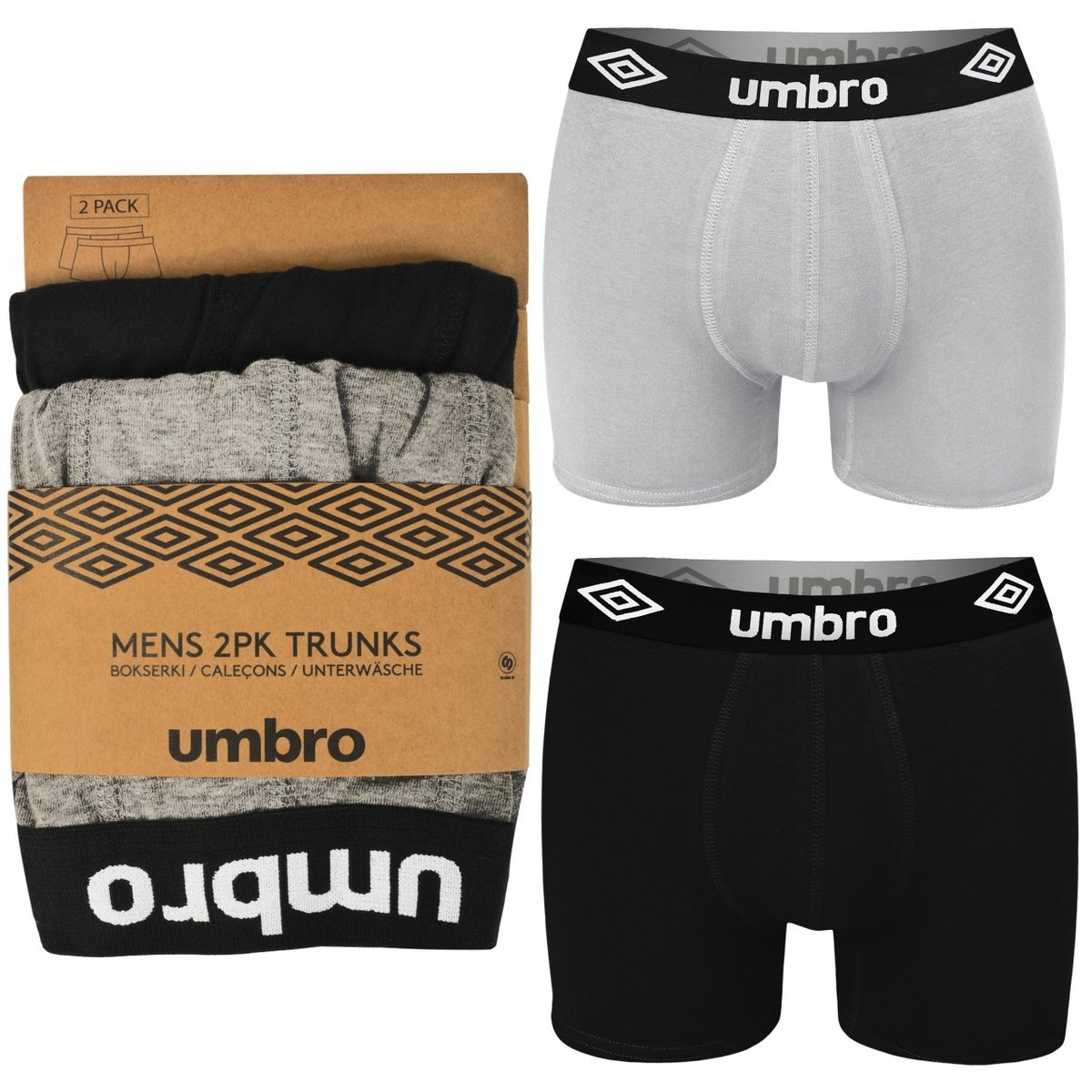 Umbro Bokserki Męskie Bawełniane Logo 2 sztuki 0197 Rozmiar M