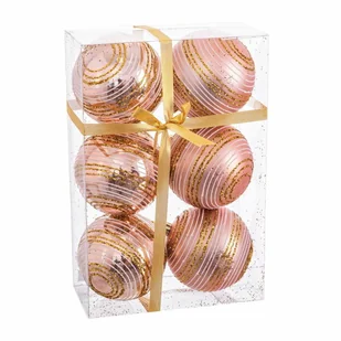 Bombki choinkowe różowa plastikowa spirala 8 x 8 x 8 cm (6 sztuk) - Bombki - miniaturka - grafika 1