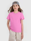 Koszulki dla dziewczynek - 4F T-shirt regular gładki dziewczęcy - różowa 152 (11-12 lat) - miniaturka - grafika 1
