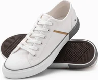 Trampki męskie - Ombre Klasyczne męskie trampki z nitami - białe V3 OM-FOTL-0147 40 - miniaturka - grafika 1