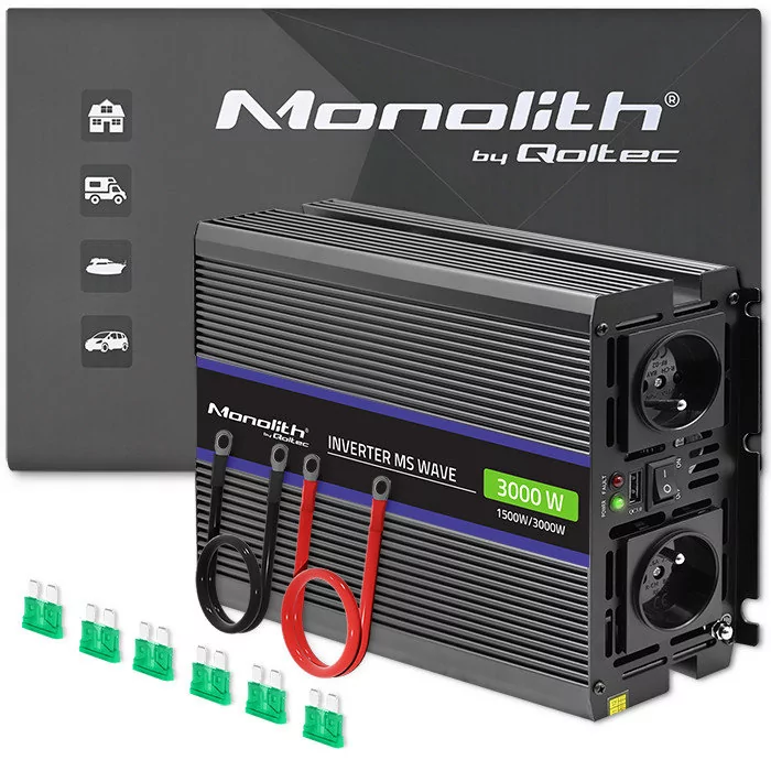 Qoltec Monolith 3000 MS Wave 12V na 230V 1500/3000W USB
