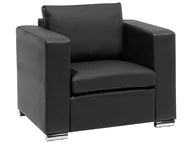 Fotele - Beliani Skórzany fotel czarny - sofa HELSINKI - miniaturka - grafika 1
