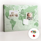 Tablice i flipcharty - Szkolna Tablica korkowa 60x40 cm, Kolorowe Pinezki, wzór Polityczna Mapa Świata - miniaturka - grafika 1