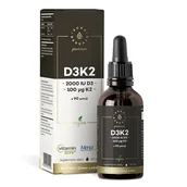 Witaminy i minerały - Aura Herbals Witamina D3K2 2000 PREMIUM Vegan MenaQ7, krople (50ml) D3K2P - miniaturka - grafika 1