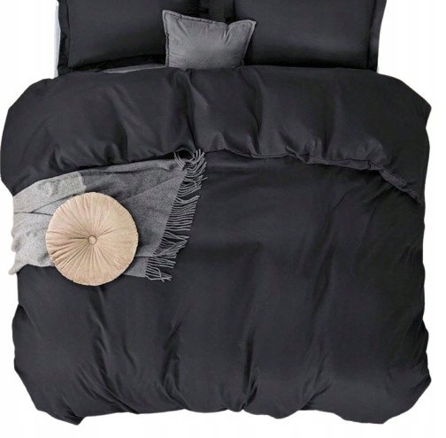 Shein Komplet Pościeli Czarny Poszewki Na Kołdrę I 2 Poduszki 200X220 1Gb