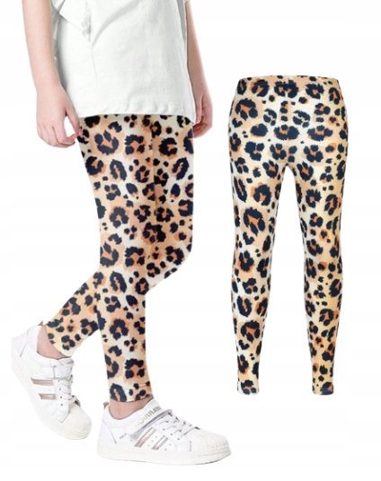 SHEIN LEGGINSY DZIECIĘCE 2 PACK RÓŻOWE I W PANTERKĘ 146-152 1GA