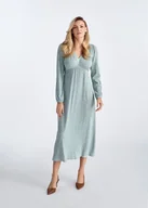 Sukienki - Długa miętowo-biała sukienka damska - OCHNIK - miniaturka - grafika 1