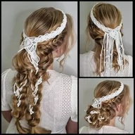 Ozdoby do włosów - Wianek komunijny wykonany ręcznie - sznurek Makrama w stylu BOHO - miniaturka - grafika 1