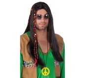 Dodatki do strojów karnawałowych - Boland Peruka party "Hipis Flower Power", brązowa - miniaturka - grafika 1
