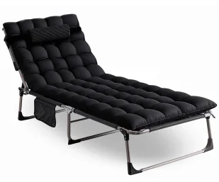Elior Czarny składany leżak ogrodowy - Relora - Leżaki ogrodowe - miniaturka - grafika 1