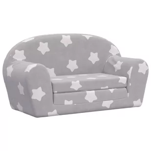 2-osobowa sofa dla dzieci, rozkładana, szara w gwiazdki, plusz Lumarko! - Sofy i kanapy - miniaturka - grafika 3