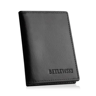 Betlewski, Skórzane małe etui na karty, Slim, czarny - Etui na dokumenty i karty - miniaturka - grafika 1