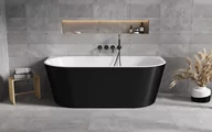 Wanny - Wanna wolnostojąca Besco Vica New 160x80 cm owalna czarny połysk klik klak chrom WAS-16VNBO - miniaturka - grafika 1