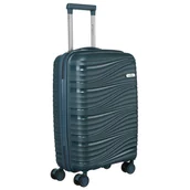 Walizki - Zielona kabinowa walizka podróżna z kółkami - Peterson - miniaturka - grafika 1