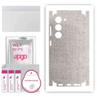 Szkła hartowane na telefon - Folia naklejka skórka strukturalna na TYŁ+BOKI do Samsung Galaxy S23 -  Tkanina Denim Szary - apgo SKINS - miniaturka - grafika 1