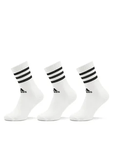 adidas Skarpety wysokie unisex 3-Stripes Cushioned Crew Socks 3 Pairs HT3458 Biały - Skarpetki damskie - miniaturka - grafika 1