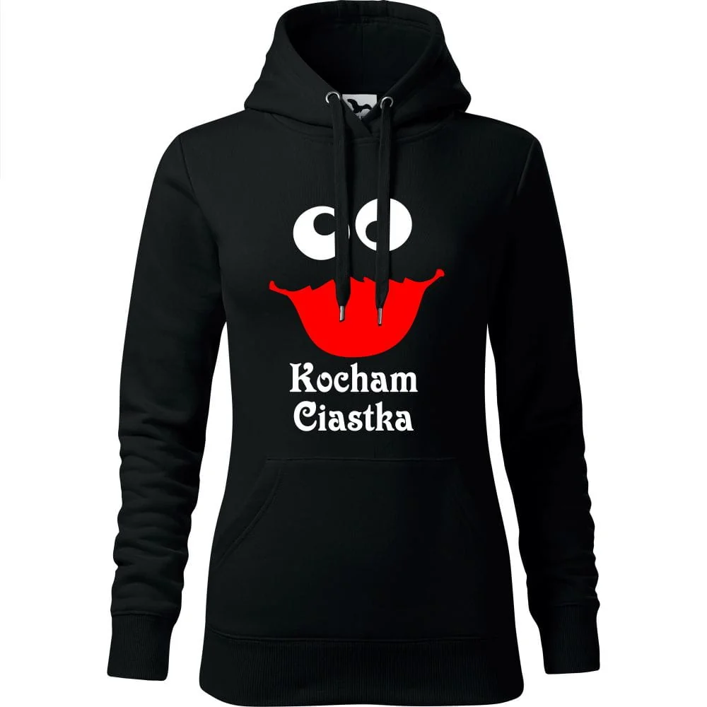Damska Bluza Z Kapturem - Kocham Ciastka Czarny 2xl
