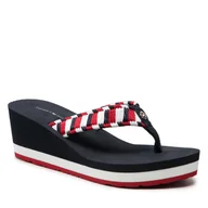 Klapki i japonki damskie - Tommy Hilfiger Japonki Woven Webbing Wedge Beach Sandal FW0FW06427 Desert Sky DW5 - miniaturka - grafika 1