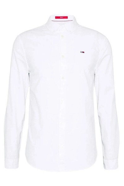 Tommy Jeans koszula męska Slim Fit biała długi rękaw, Rozmiar M