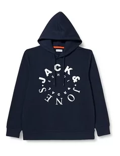 JACK & JONES Męska bluza z kapturem Jjwarrior Sweat Hood Ub, granatowy/nadruk: duży, XXL - Bluzy męskie - miniaturka - grafika 1