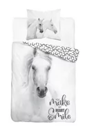Pościel - Pościel bawełniana młodzieżowa, wzór biały koń, 160x200 cm - miniaturka - grafika 1