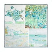 Apaszki i szaliki męskie - Damska chusta jedwabna we wzory błękitno - zielona - miniaturka - grafika 1