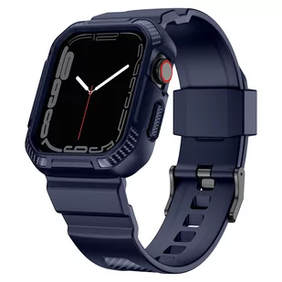 Kingxbar CYF537 2w1 pancerne etui Apple Watch SE, 8, 7, 6, 5, 4, 3, 2, 1 (45, 44, 42 mm) z paskiem niebieskie - Akcesoria do smartwatchy - miniaturka - grafika 1