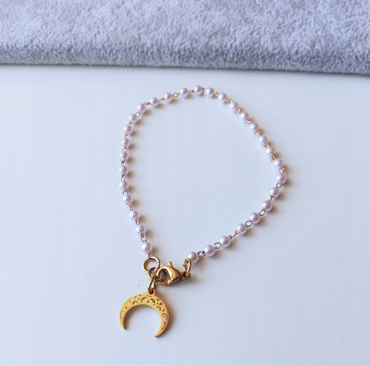 Bransoletka Perła 3Mm Ażurowy Róg Obfitości Stali