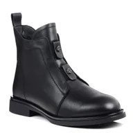 Botki damskie - Botki damskie jesienne ocieplane skórzane czarne DiA MK52-026 na zamek-40 - miniaturka - grafika 1