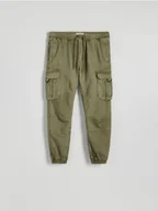 Spodnie męskie - Reserved - Spodnie cargo jogger - ciemnozielony - miniaturka - grafika 1