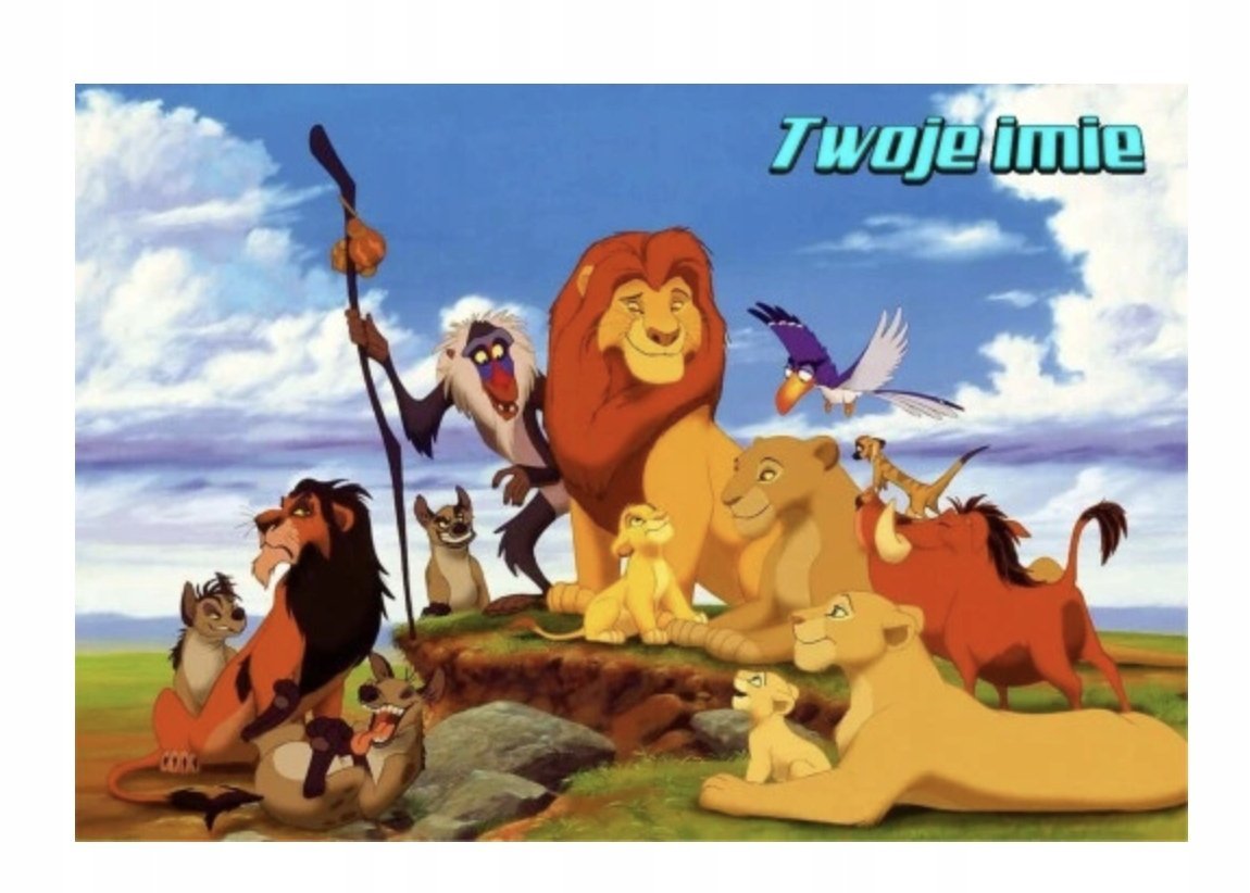 Puzzle KRÓL LEW SIMBA PREZENT A3 252 el z Nadrukiem + IMIĘ Pudełko 38
