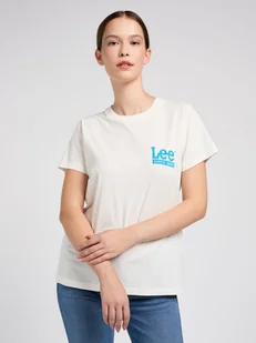 Koszulka damska bawełniana Lee 112351130 XL Biała (5401019927220) - Koszulki i topy damskie - miniaturka - grafika 1