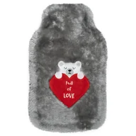 Termofory - Termofor szary DUŻY 1,8l SOXO ogrzewacz w pokrowcu sweterku full of love pomysł na prezent - miniaturka - grafika 1