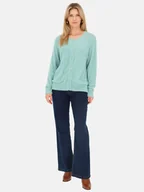 Swetry damskie - Turkusowy miękki kardigan damski Red Button Fluffy - miniaturka - grafika 1