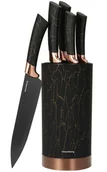 Noże kuchenne - 5 stalowych noży kuchennych w stojaku czarny marmur C9-K93 - miniaturka - grafika 1