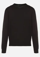 Swetry męskie - Czarny Bawełniany Sweter o Klasycznym Kroju z Dekoltem w Serek Amivorra - miniaturka - grafika 1