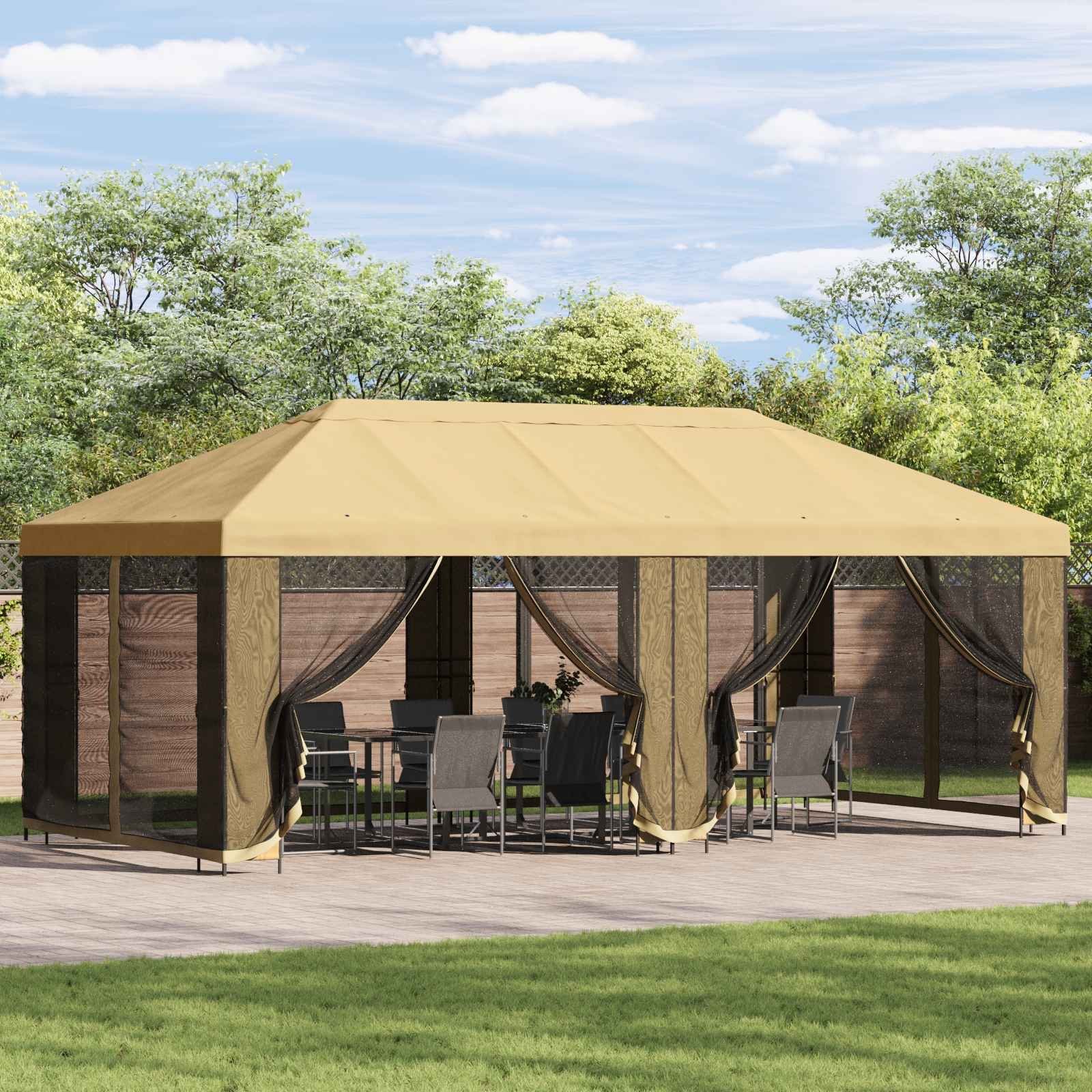 vidaXL Altana ogrodowa 6 x 3 m kremowy Poliester i Stal 190