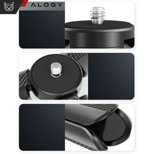 Uchwyt mini statyw na telefon aparat stojak podstawka regulowany obrotowy 360 Tripod selfie do zdjęć Alogy Czarny - Selfie stick - miniaturka - grafika 11