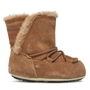 Śniegowce Moon Boot Crib Suede 34010300001 Brązowy - Buty dla dziewczynek - miniaturka - grafika 1